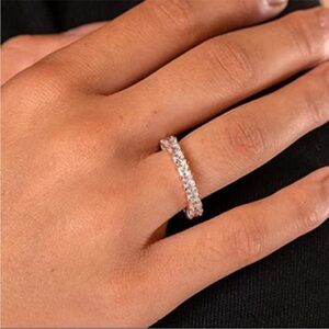 14K Gold Plated AAA CZ Diamond 3mm Princess Cut Stackable Eternity Ring